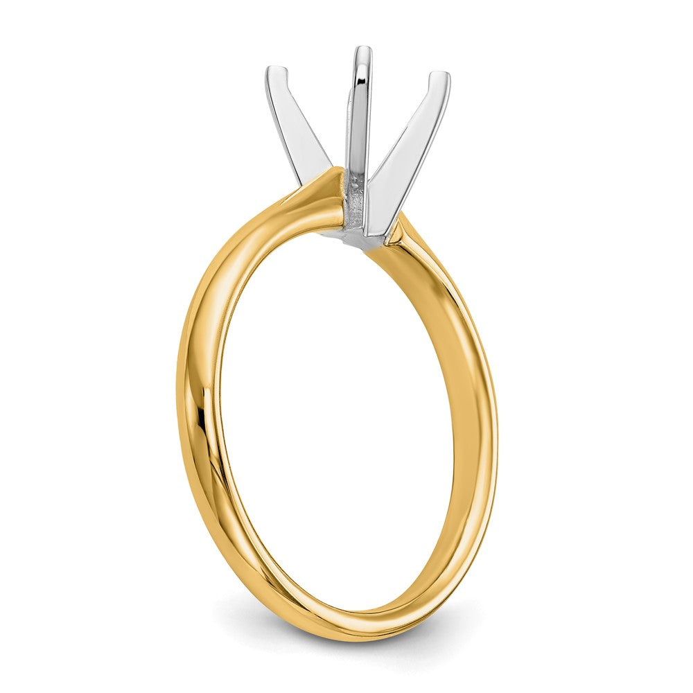 14k Two-Tone 1 carat Lightweight Comfort-Fit 4-Prong Round Solitaire Ring Mounting