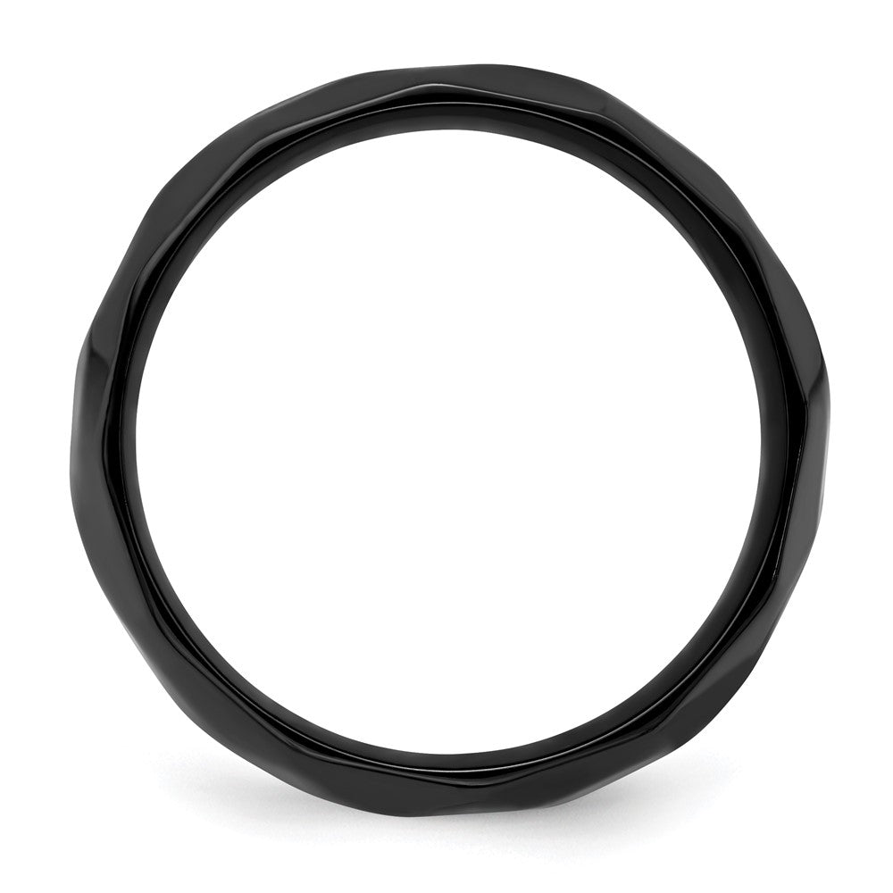 Black Zirconium Polished and Hammered 7mm Band Size - 7.5