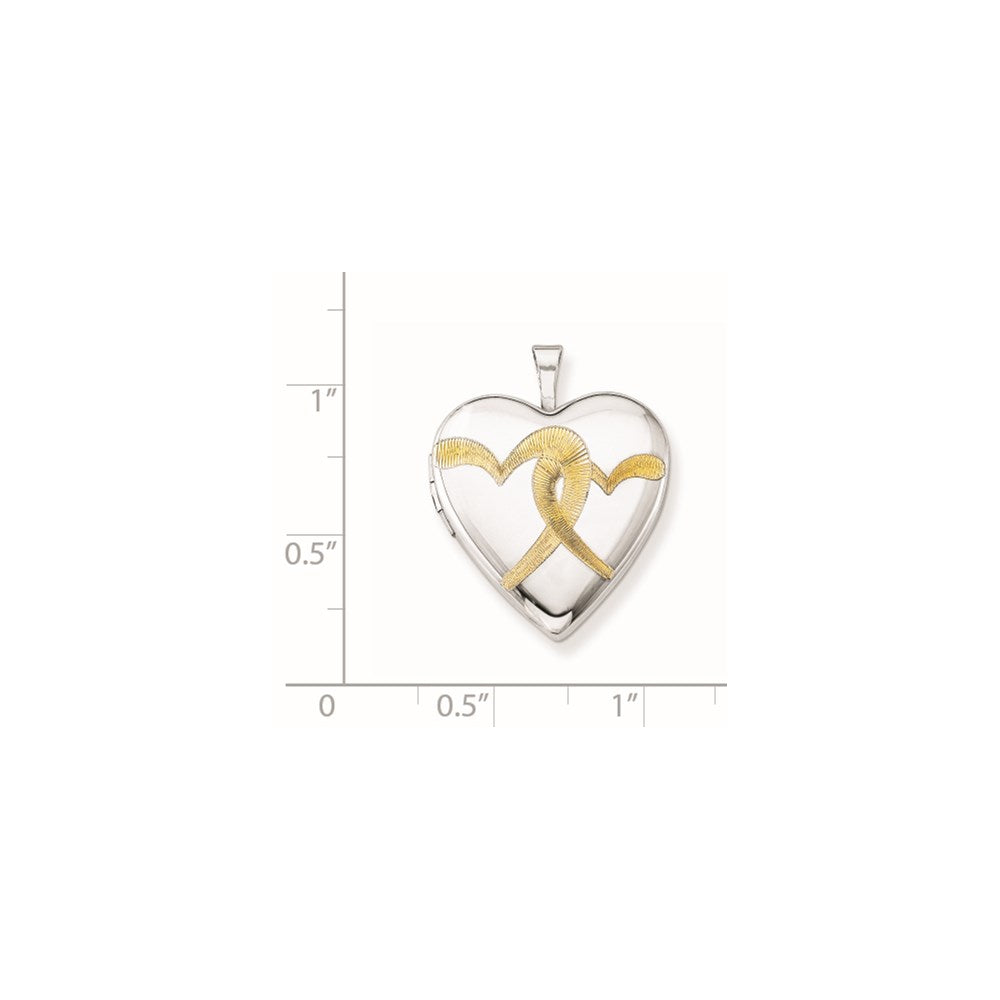 Sterling Silver Rhodium-plated Gold-plated Linked Hearts 20mm Heart Locket