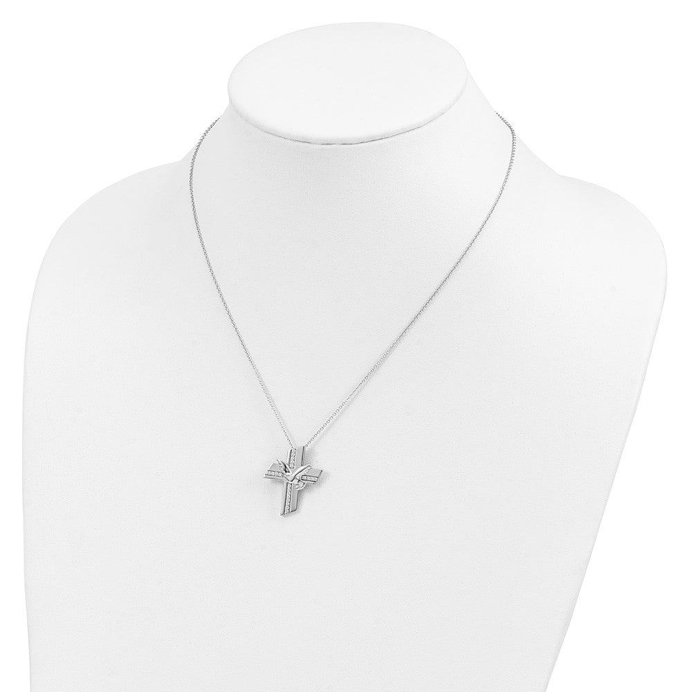Sentimental Expressions Sterling Silver Rhodium-plated CZ Confirmation Blessings 18in. Necklace 18 Inches