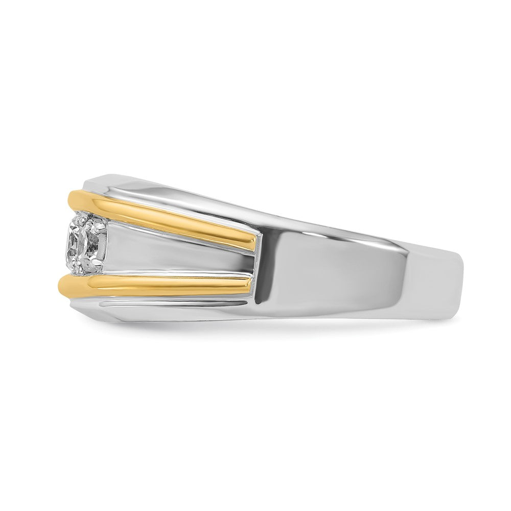14k Two-tone IBGoodman Men's Polished 3-Stone Ring Mounting
