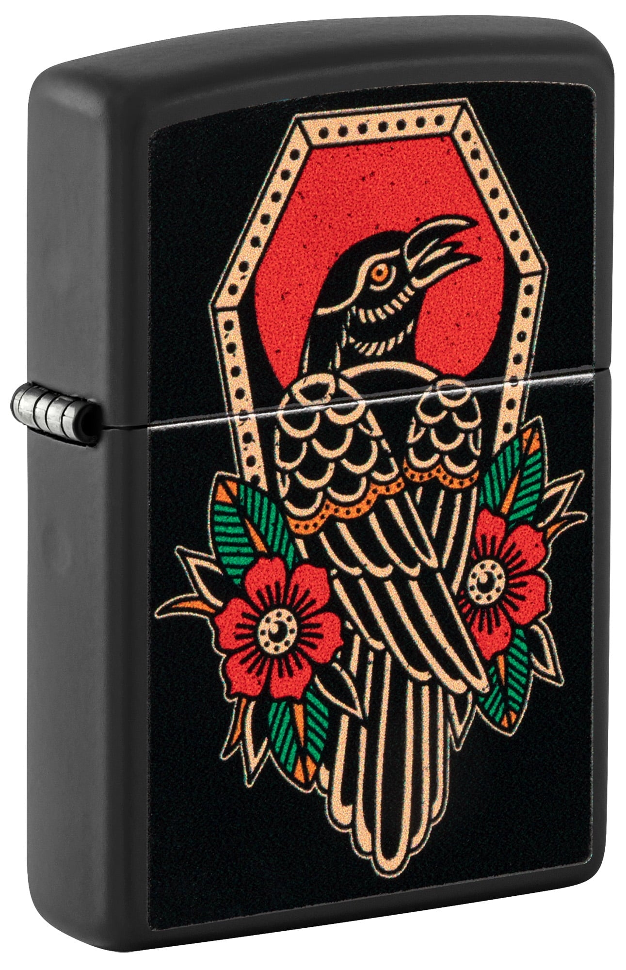 Zippo Crow Tattoo Design Black Matte Pocket Lighter