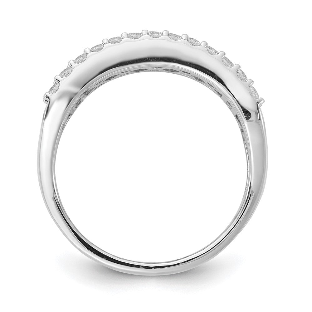 Sterling Silver Fancy Baguette Diamonelle Channel Set Band ring-RH- size-6