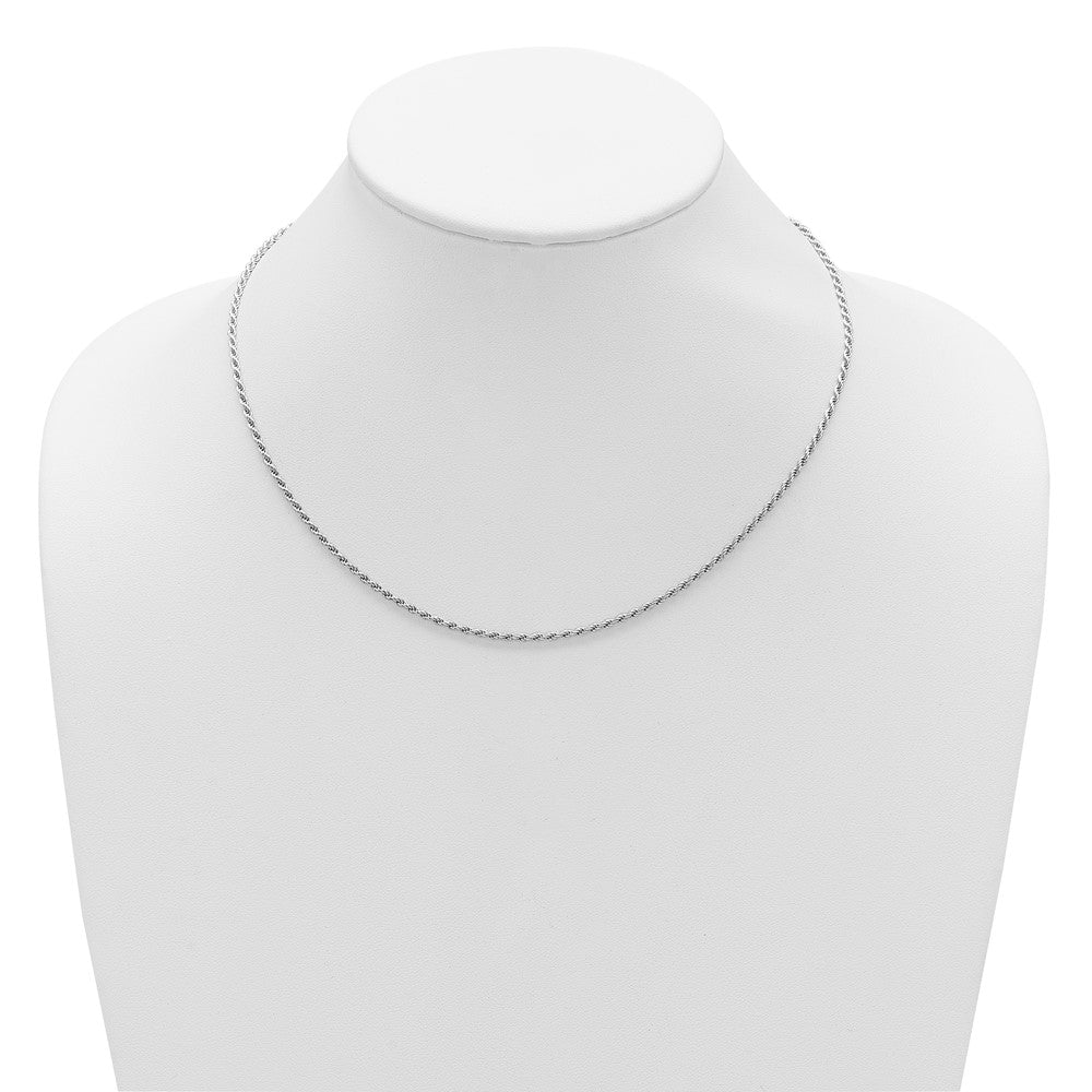 Sterling Silver RH-plt 2mm D/C Rope 1in+1in Adjustable Chain