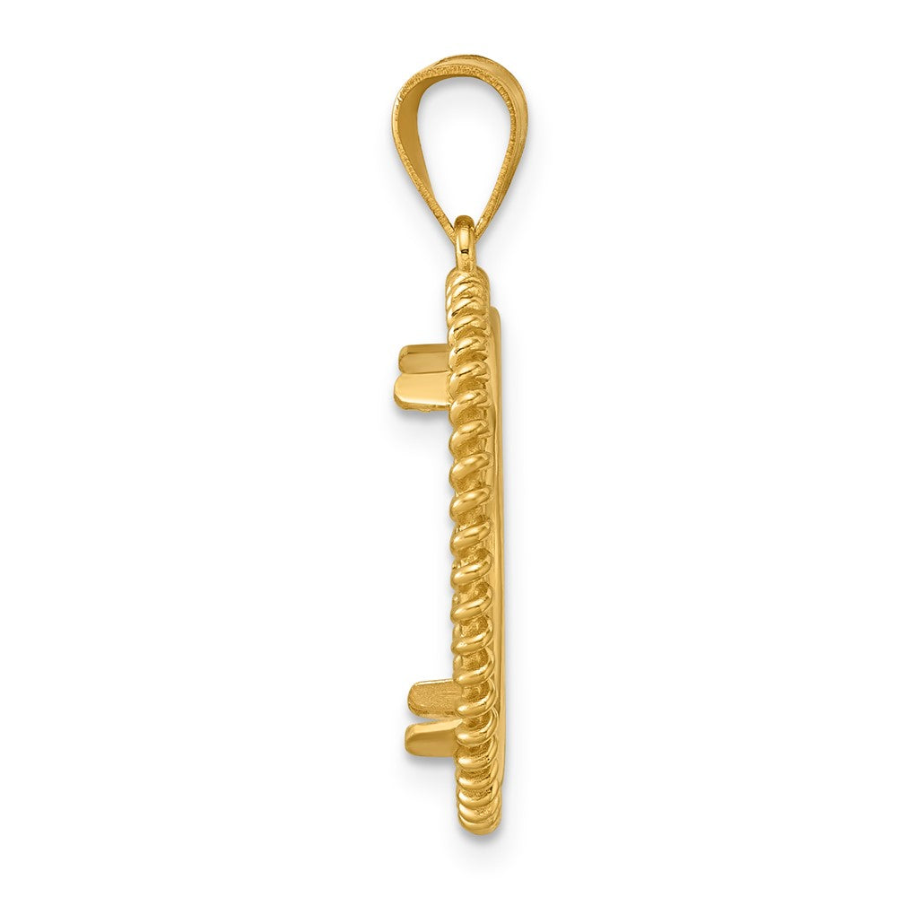 14k Polished Coil with 18.0mm Prong Coin Bezel Pendant