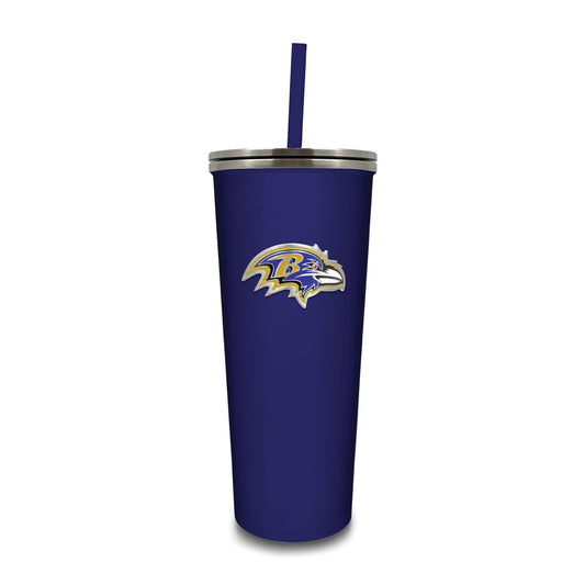 NFL Baltimore Ravens Stainless Steel 24 ounce Skinny Tumbler with Emblem and Straw