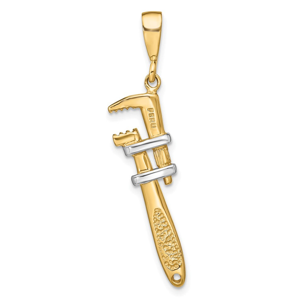 10k & Rhodium 3-D Plummer's Wrench Charm