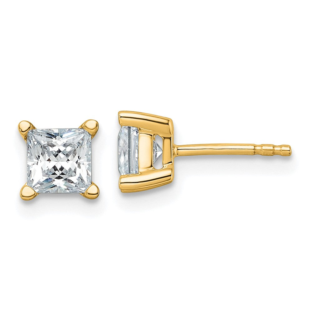 14k Yellow Gold 1 1/2 ctw Lab Grown Diamond VS/SI+ G+ Princess 4 Prong Heavy Wt. Stud Earrings