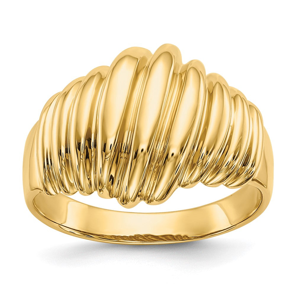 14k Polished Scalloped Dome Ring Size 7