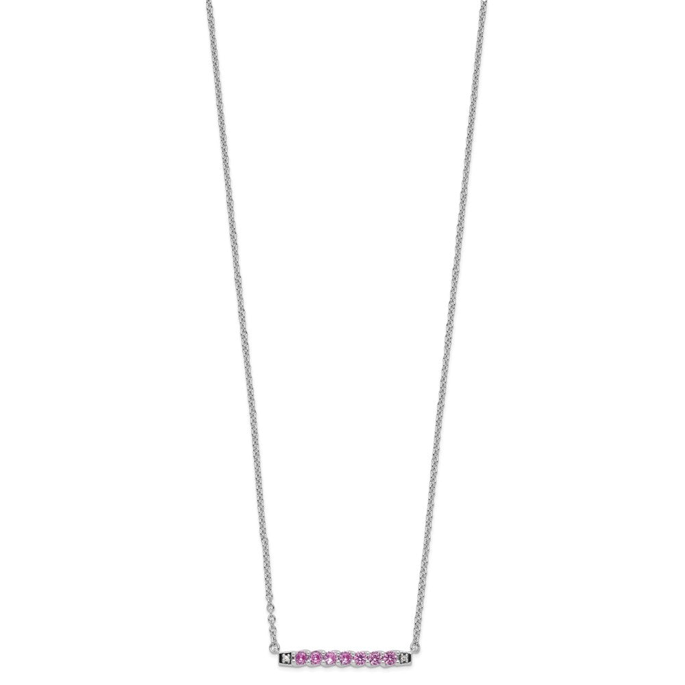 10kw Created Pink Sapphire & Diamond Necklace