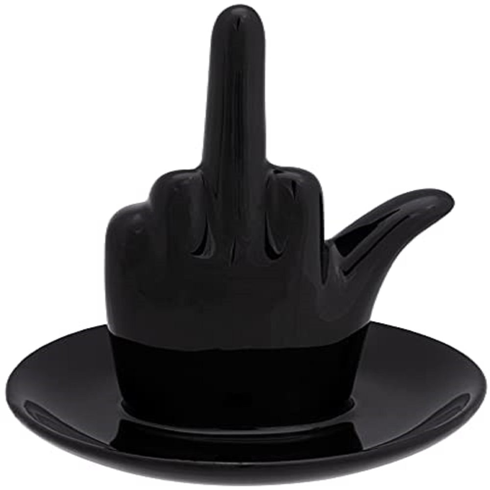 Stephanie Imports Black Ceramic Jewelry Organiser Ring Dish Tray