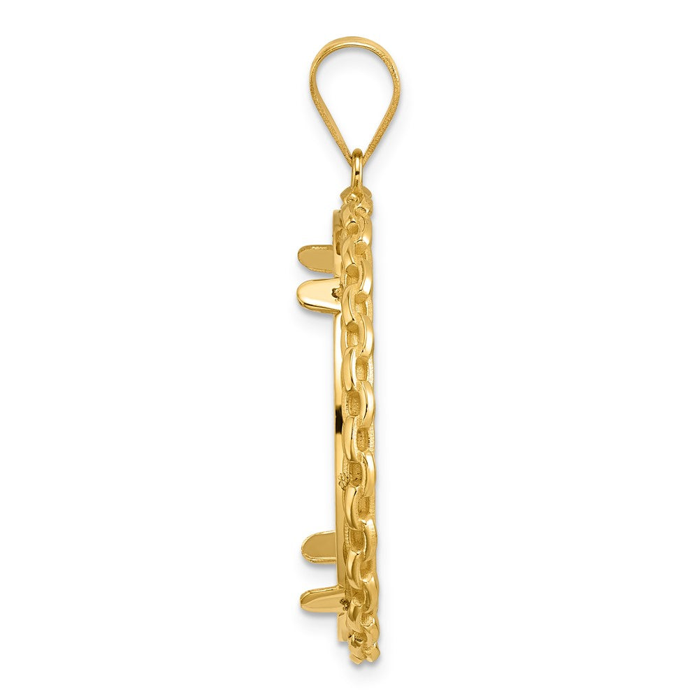 14k Polished Box with 27.0mm Prong Coin Bezel Pendant