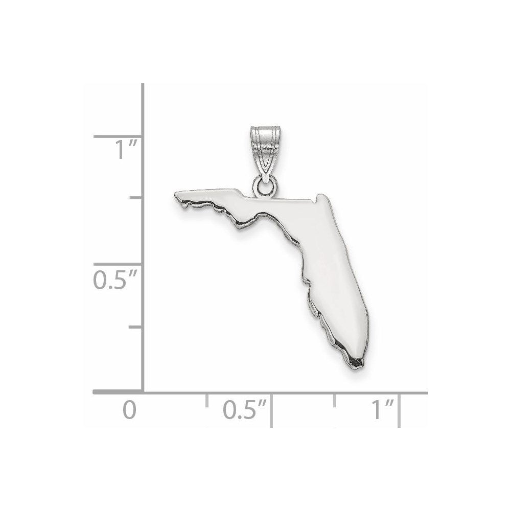 Sterling Silver/Rhodium-plated Florida State Pendant