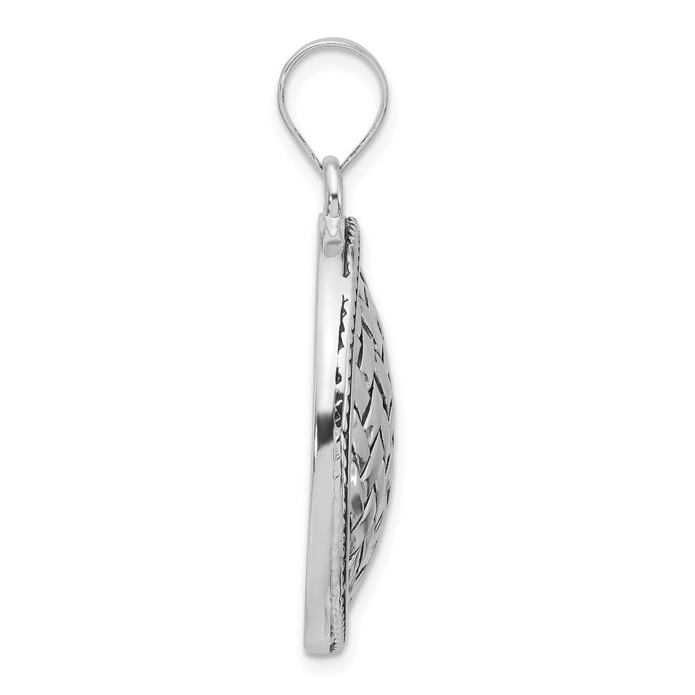 Sterling Silver Polished Antiqued & Woven Circle Pendant