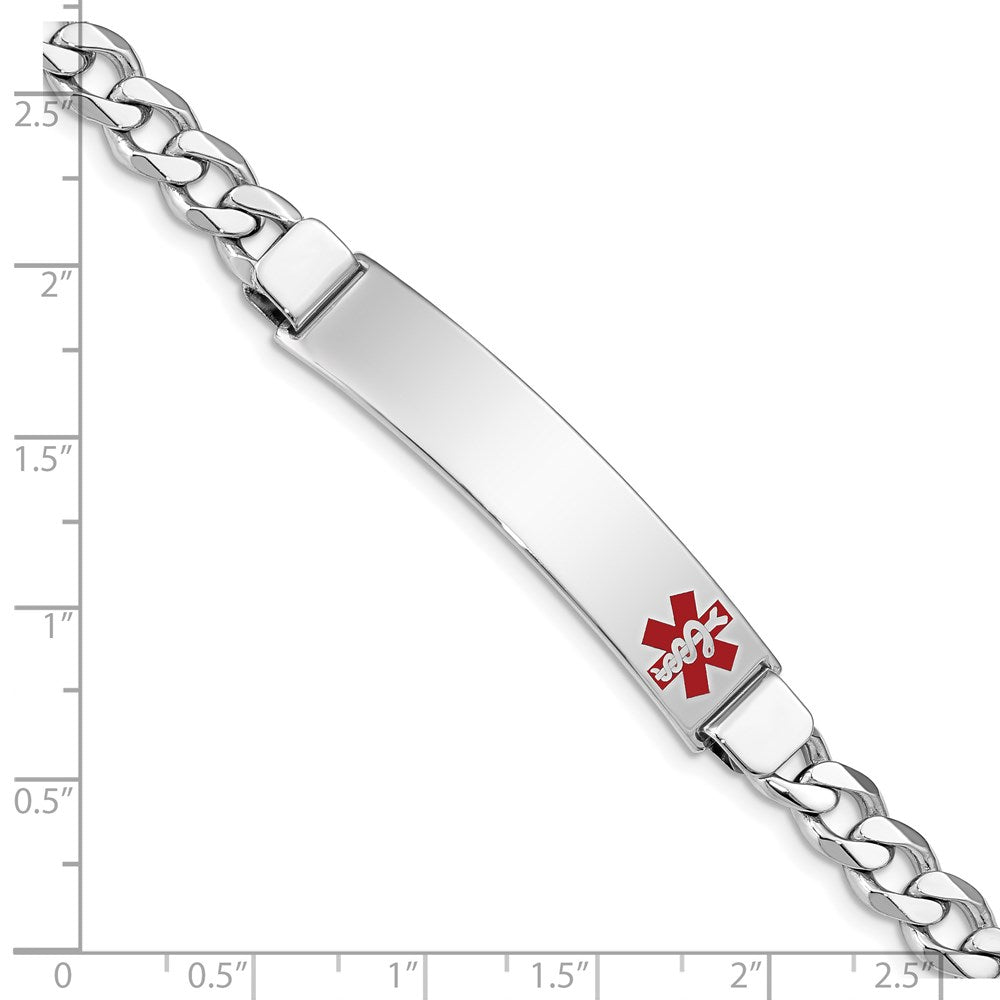 Sterling Silver Rhodium-plated Medical ID Curb Link Bracelet 8 inches