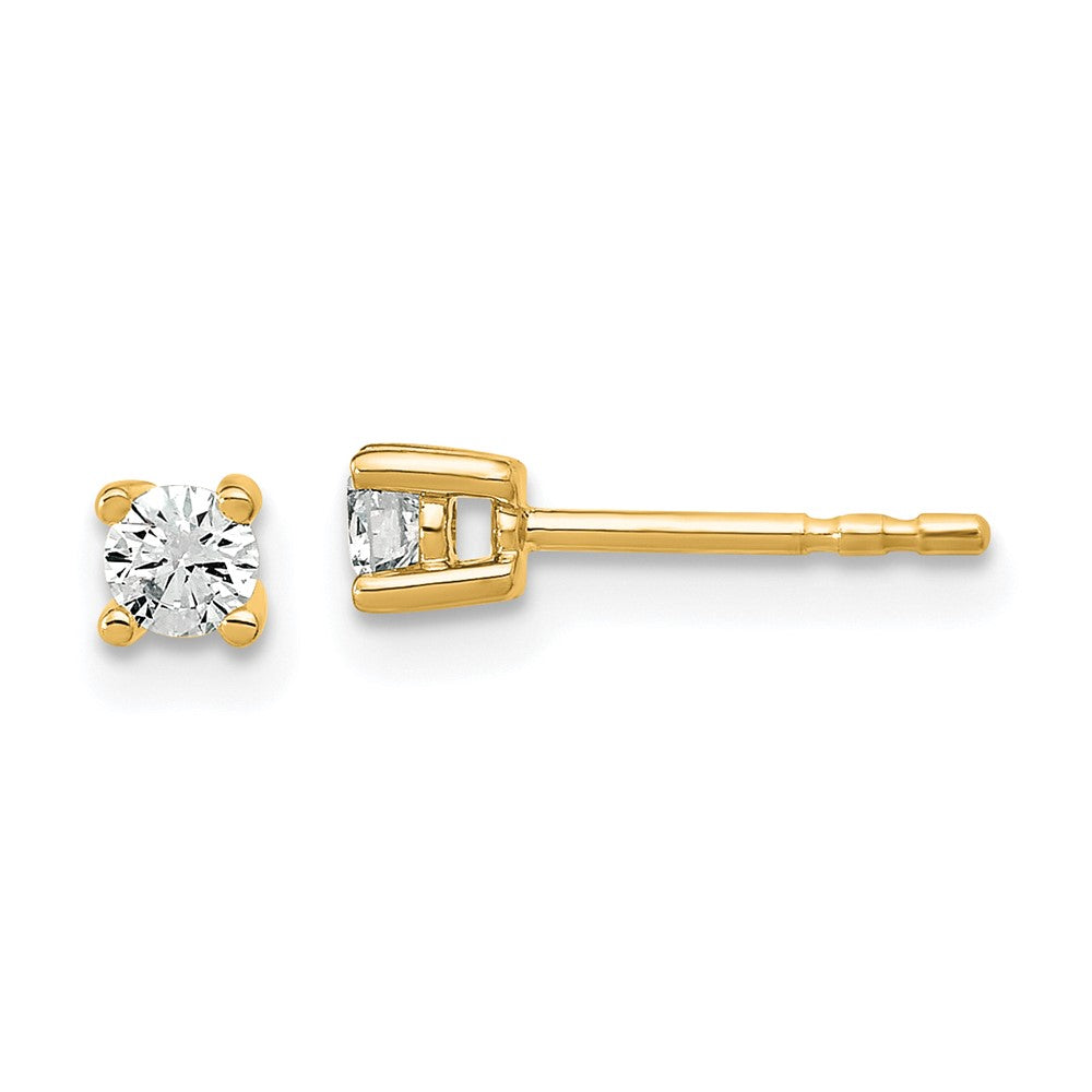 14k Yellow Gold 1/5 ctw Lab Grown Diamond VS+ F+ Round 4 Prong Heavy Wt. Stud Earrings