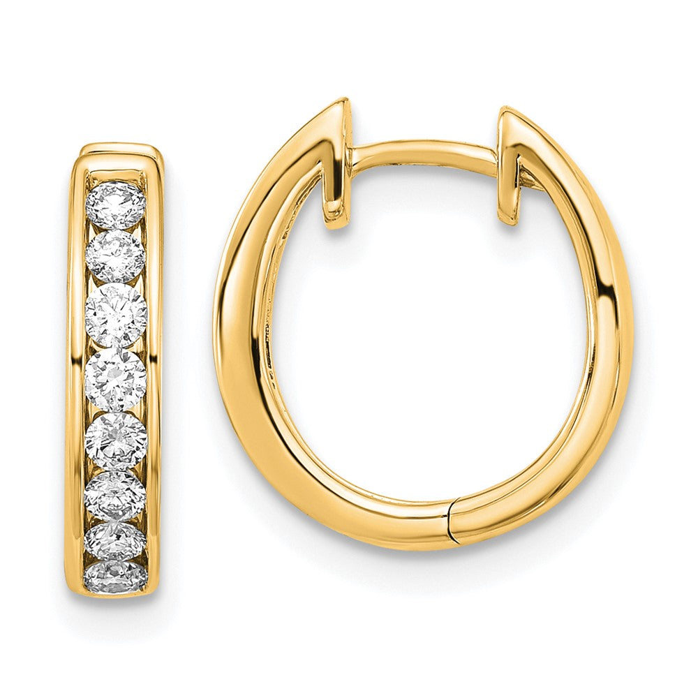 14K Diamond Hinged Hoop Earrings