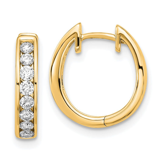 14K Diamond Hinged Hoop Earrings