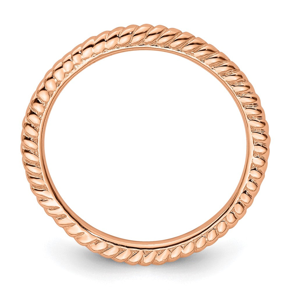 Sterling Silver Stackable Expressions Pink-plated Twisted Ring Size -9