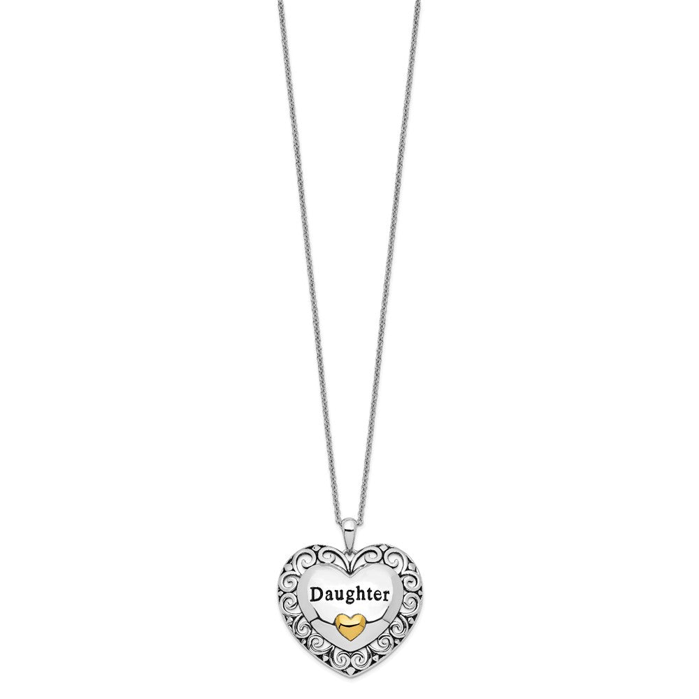 Sentimental Expressions Sterling Silver Gold-plated Antiqued Daughter 18in. Necklace 18 Inches