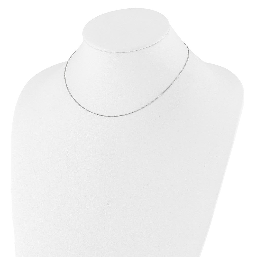 14K White Gold .8mm Baby Spiga 1in+1in Adjustable Chain