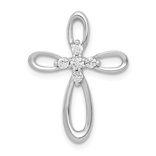 14k White Gold 1/5ct. Diamond Cross Chain Slide