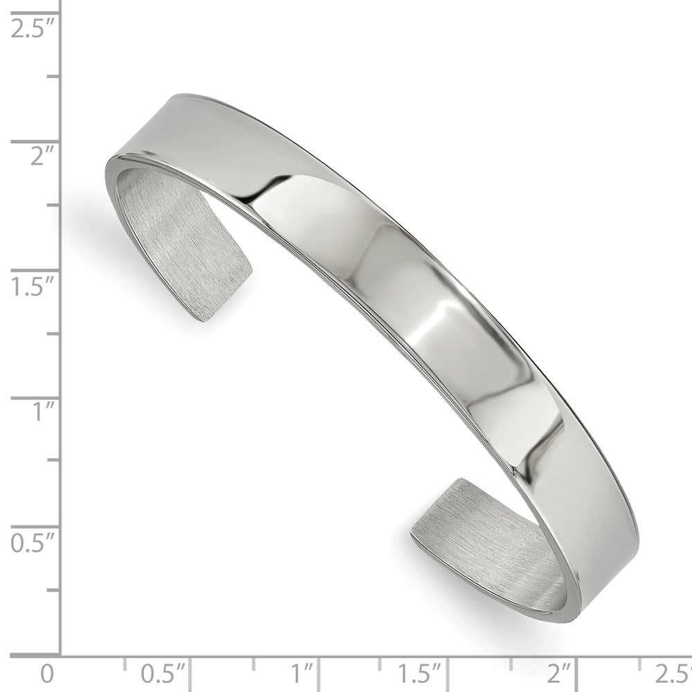 Stainless Steel Polished 9mm Cuff Bangle 6.5 inches
