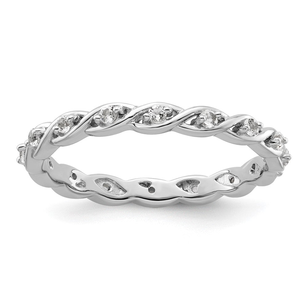 Sterling Silver Stackable Expressions White Topaz Ring Size -8