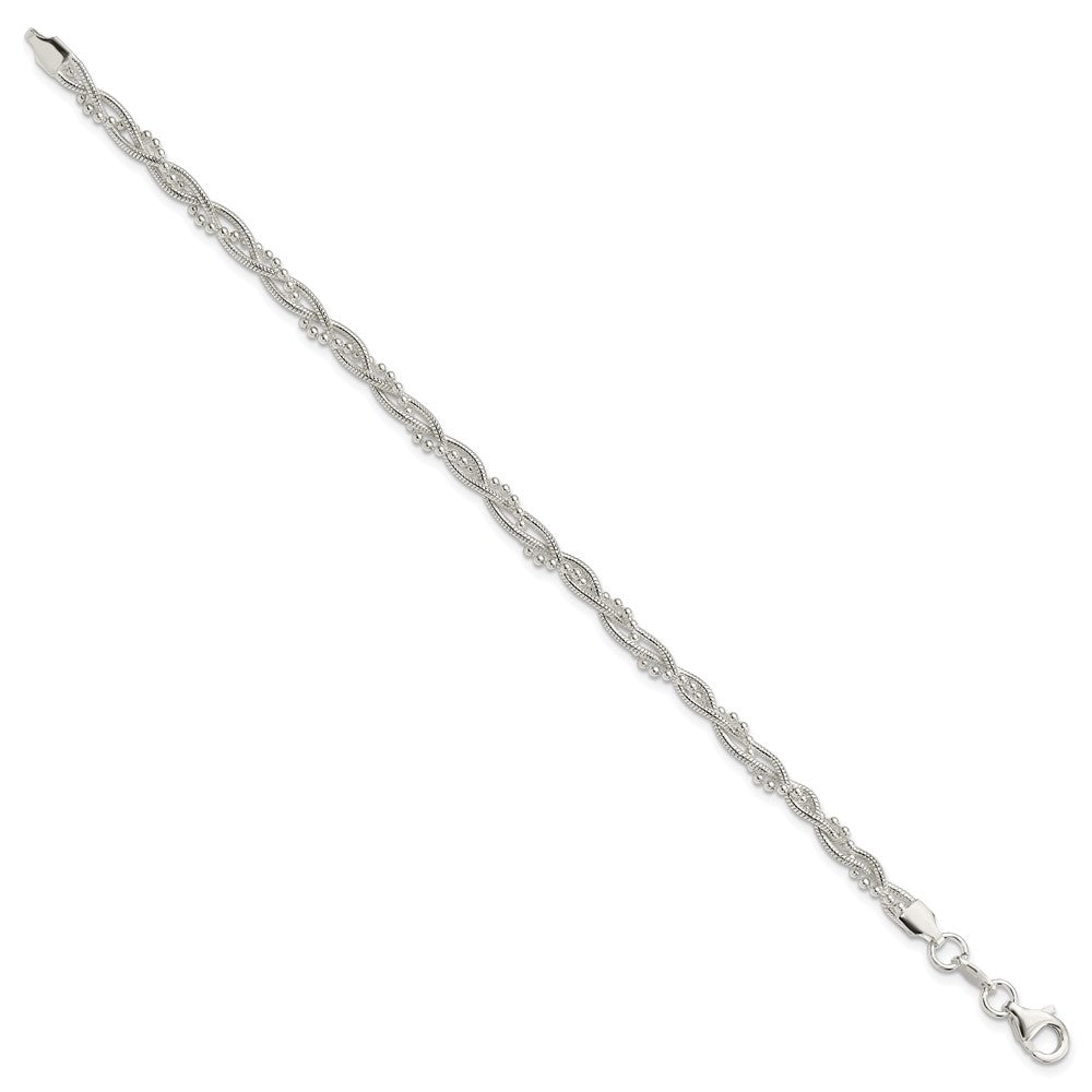 Sterling Silver Fancy Braided Bracelet 7.5 inches