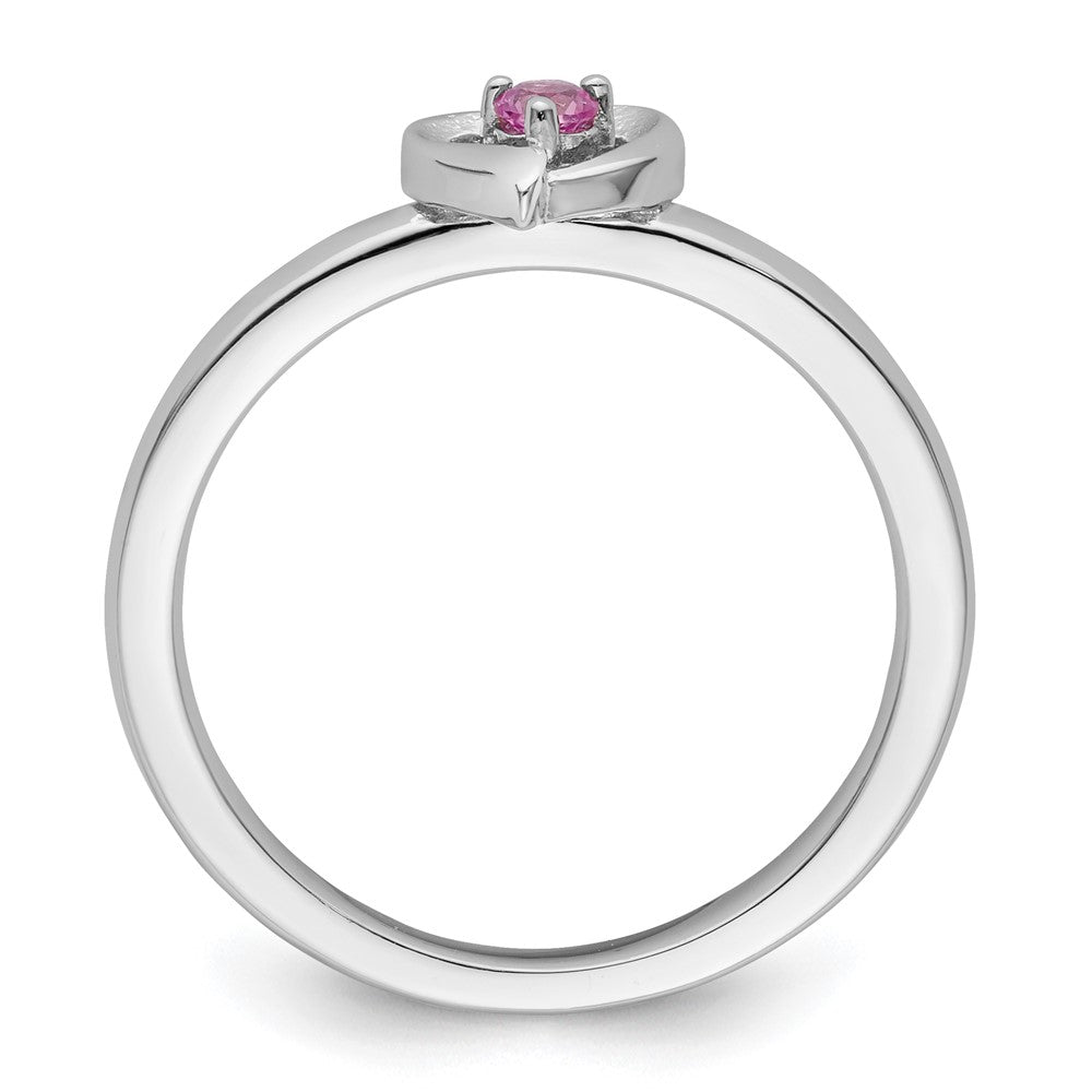 Sterling Silver Stackable Expressions Created Pink Sapphire Heart Ring Size -6