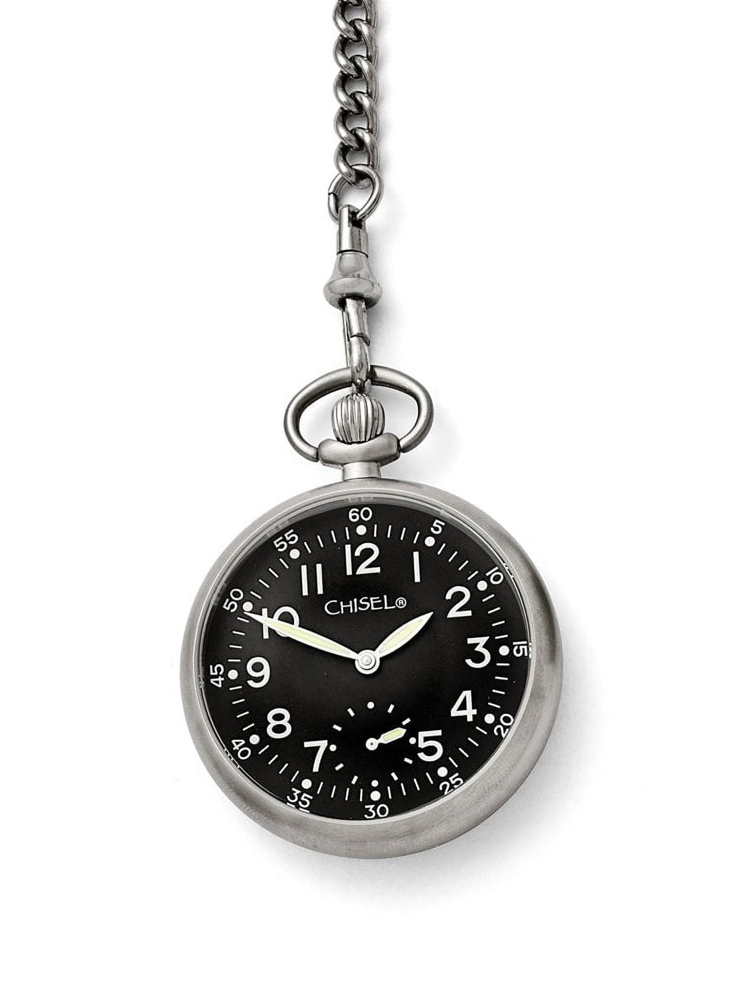 Chisel Stainless Steel Black Dial Pocket Watch