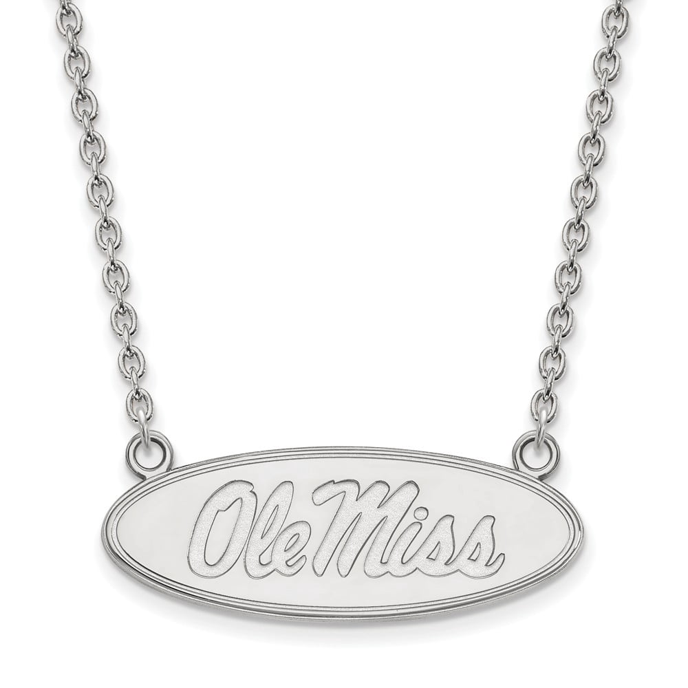 Sterling Silver Official Licensed Collegiate 18in University of Mississippi (UMS) Large Pendant w/Necklace