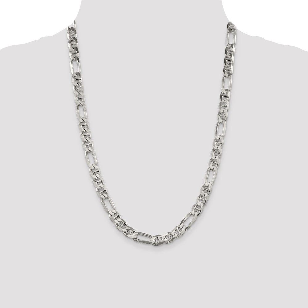 Sterling Silver 8.25mm Figaro Anchor Chain 24 Inches