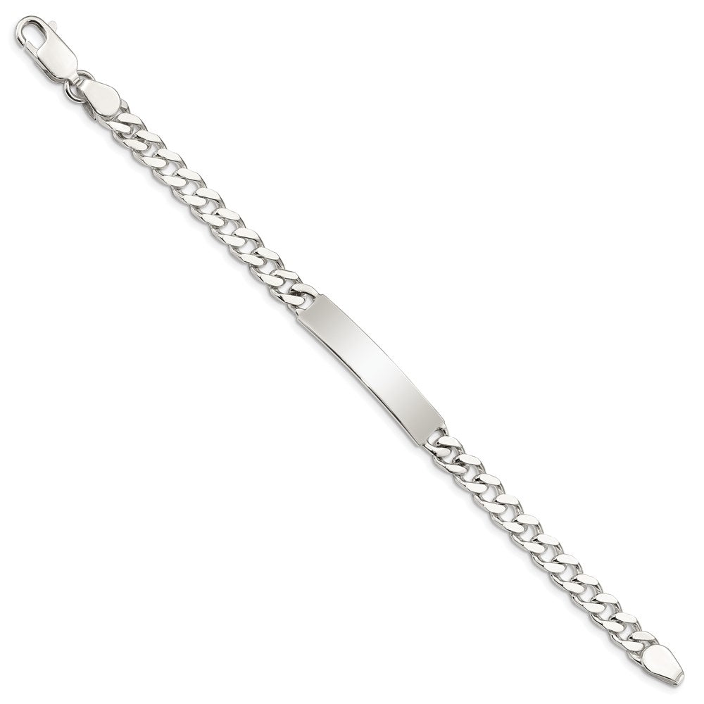 Sterling Silver 8inch Polished Engraveable Curb Link ID Bracelet 8 inches