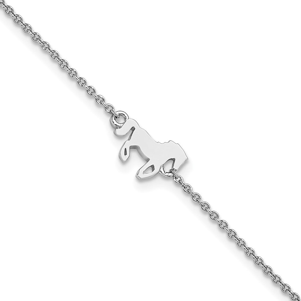 Sterling Silver Rhodium-plated Horse 6.25in Plus 1in ext Bracelet 6.25 inches