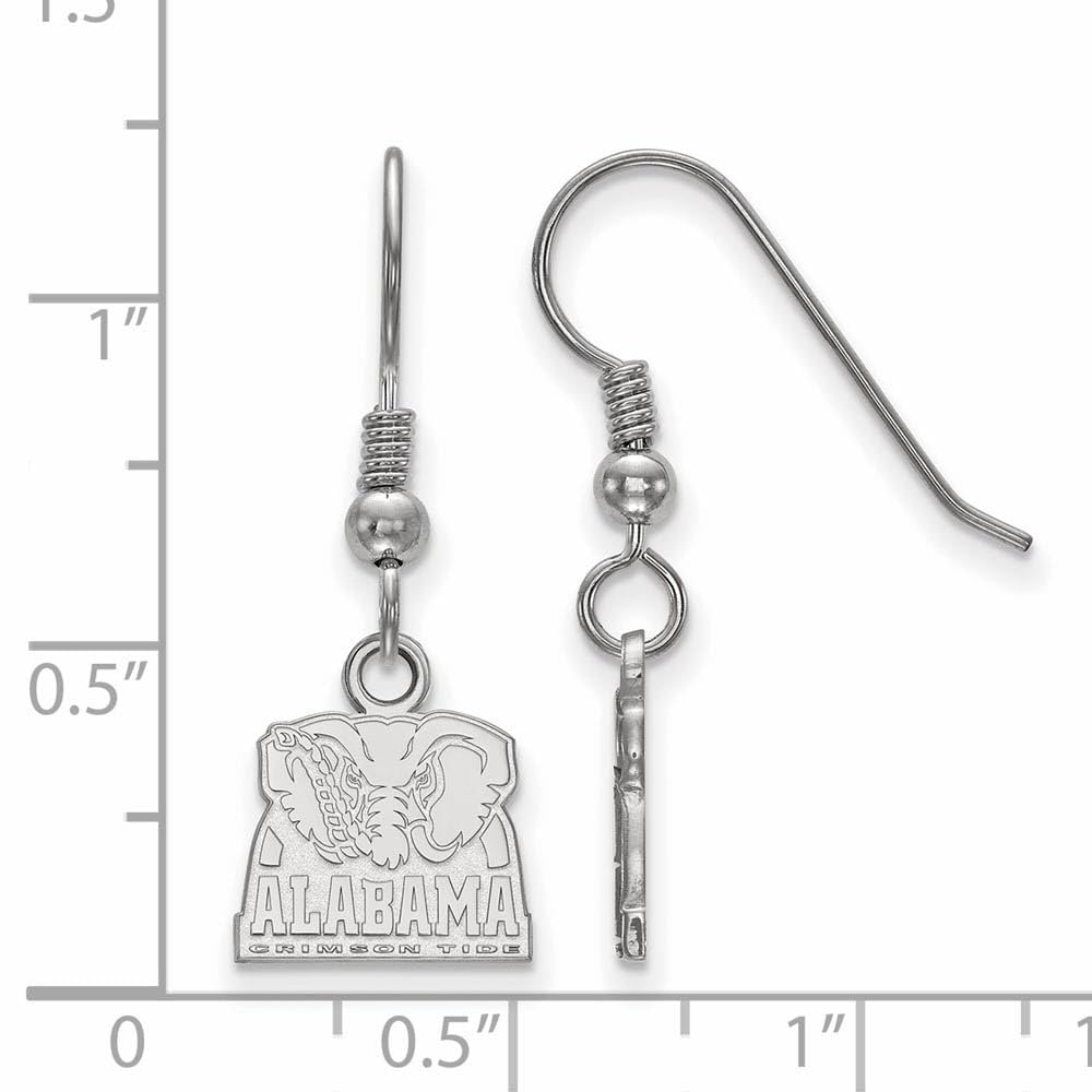 Sterling Silver Rhodium-plated LogoArt University of Alabama Elephant Extra Small Dangle Wire Earrings QSS064UAL