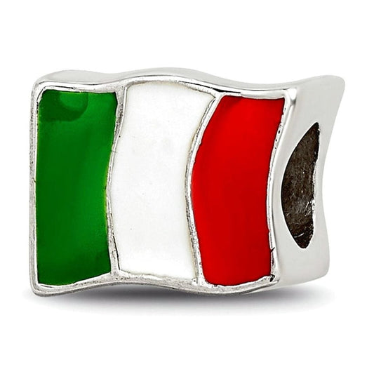 Sterling Silver Reflections Enameled Italy Flag Bead