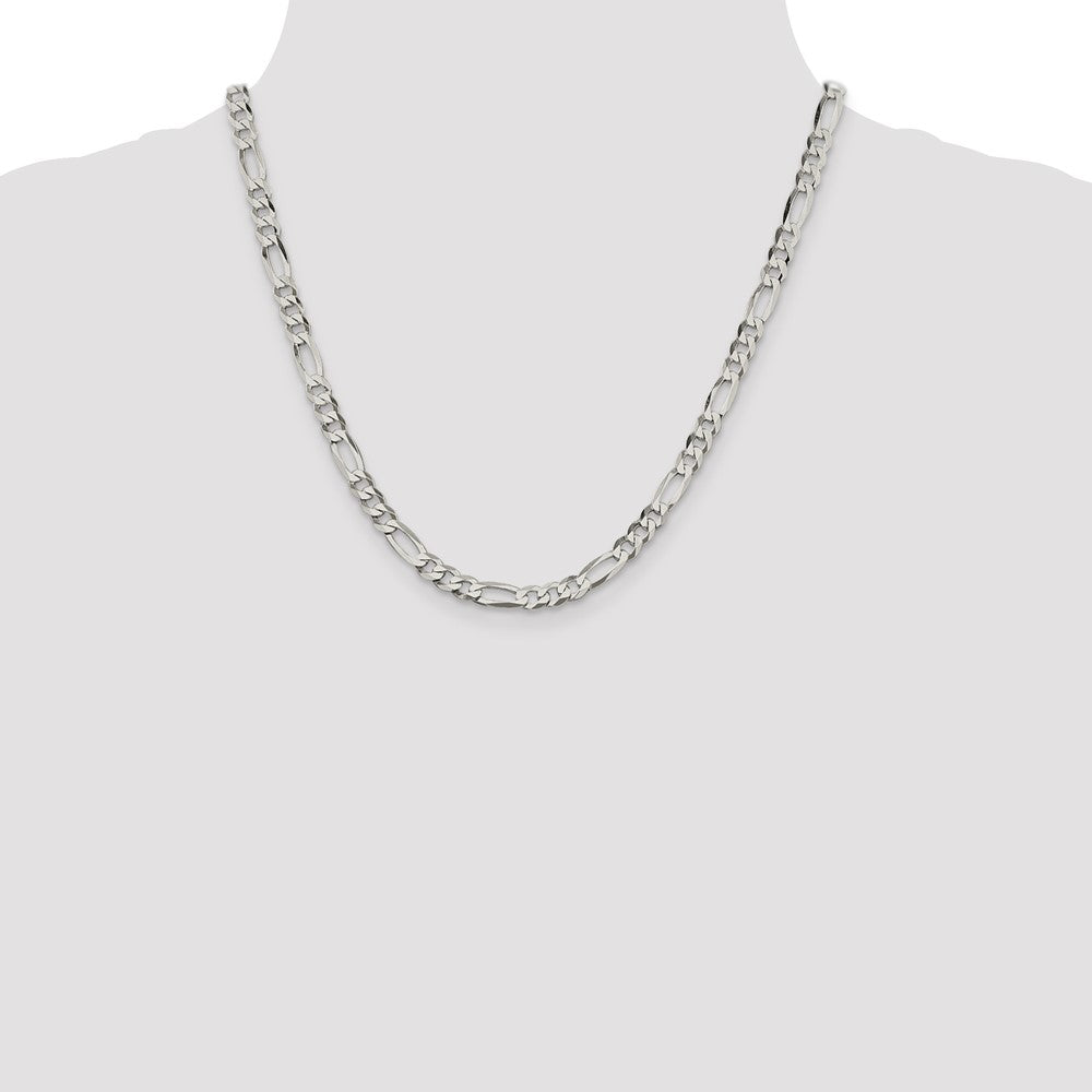 Sterling Silver 5.5mm Lightweight Flat Figaro Chain 20 Inches