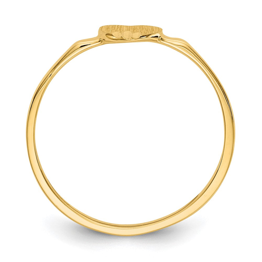 14k Diamond Cut Heart Signet Ring Size 4