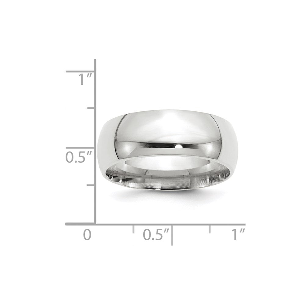 10k White Gold 8mm Standard Weight Comfort Fit Wedding Band Size 13