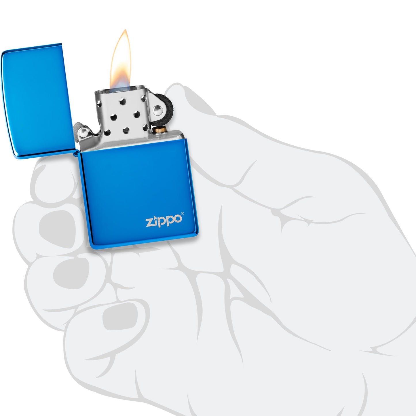 Zippo Logo High Polish Blue Pocket Lighter