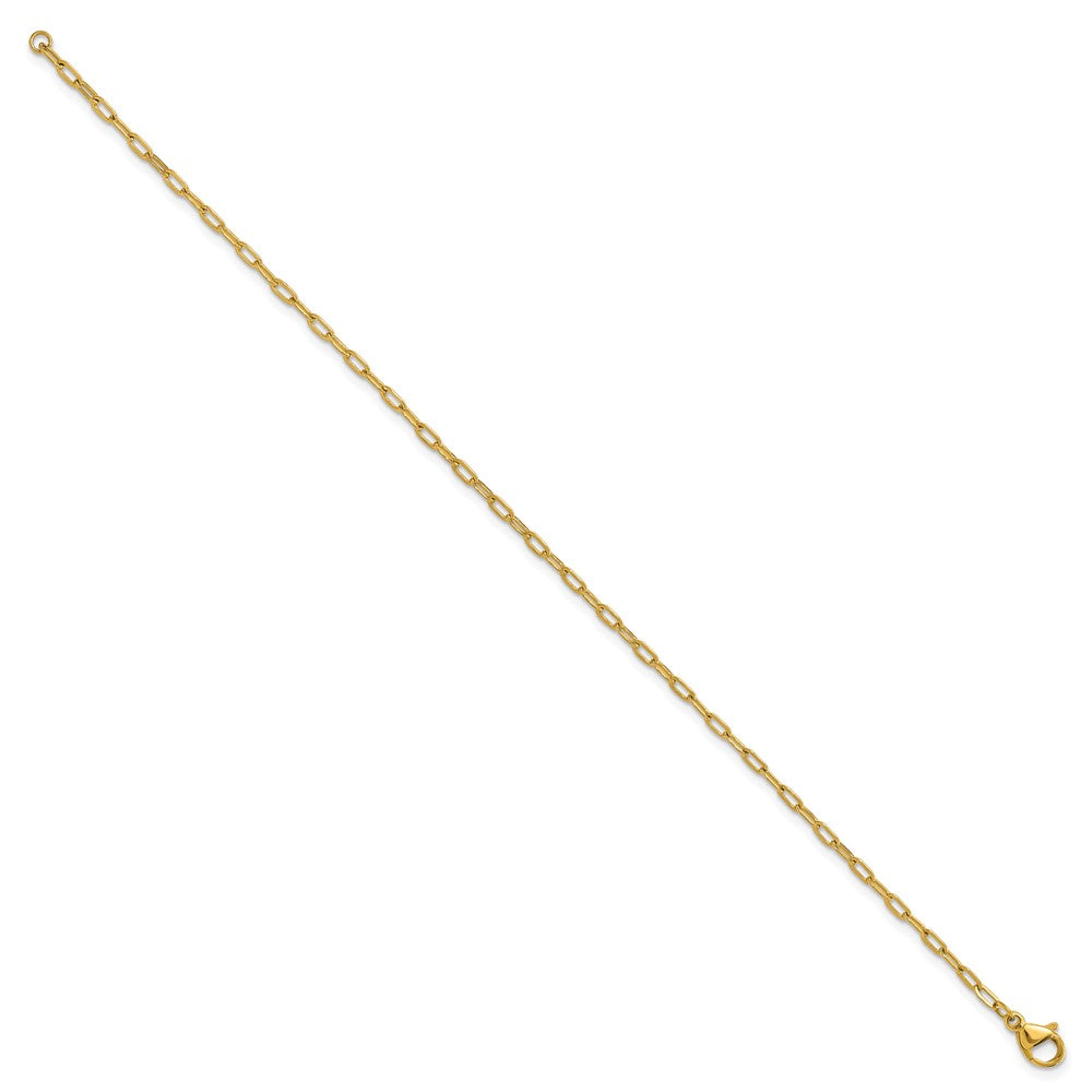 Stainless Steel Polished Yellow IP Paperclip Link 7.25in Chain Bracelet 7.25 inches