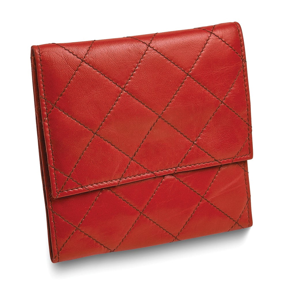 Red Leather Satin Lined Magnetic Closure Quilted Jewelry Folder GM17726