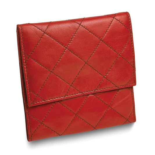Red Leather Satin Lined Magnetic Closure Quilted Jewelry Folder GM17726