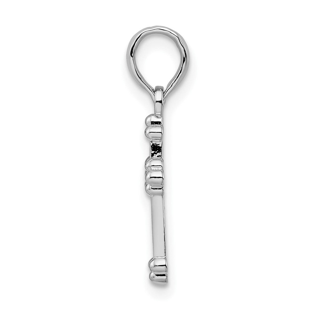 De-Ani Sterling Silver Rhodium-Plated Polished Budded Cross Small Pendant
