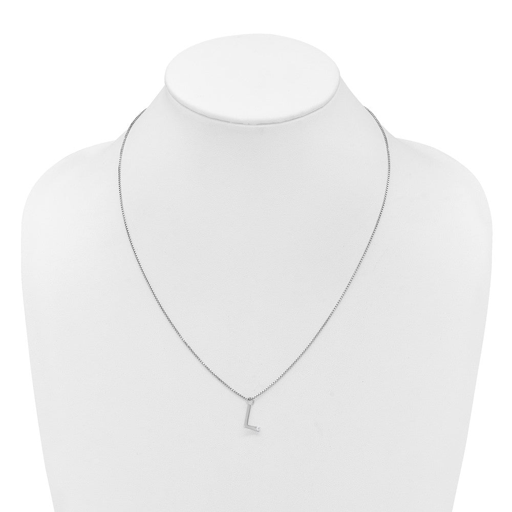 White Ice Sterling Silver Rhodium-plated 18 inch Diamond Letter L Initial Necklace plus 2 inch Extender 18 Inches