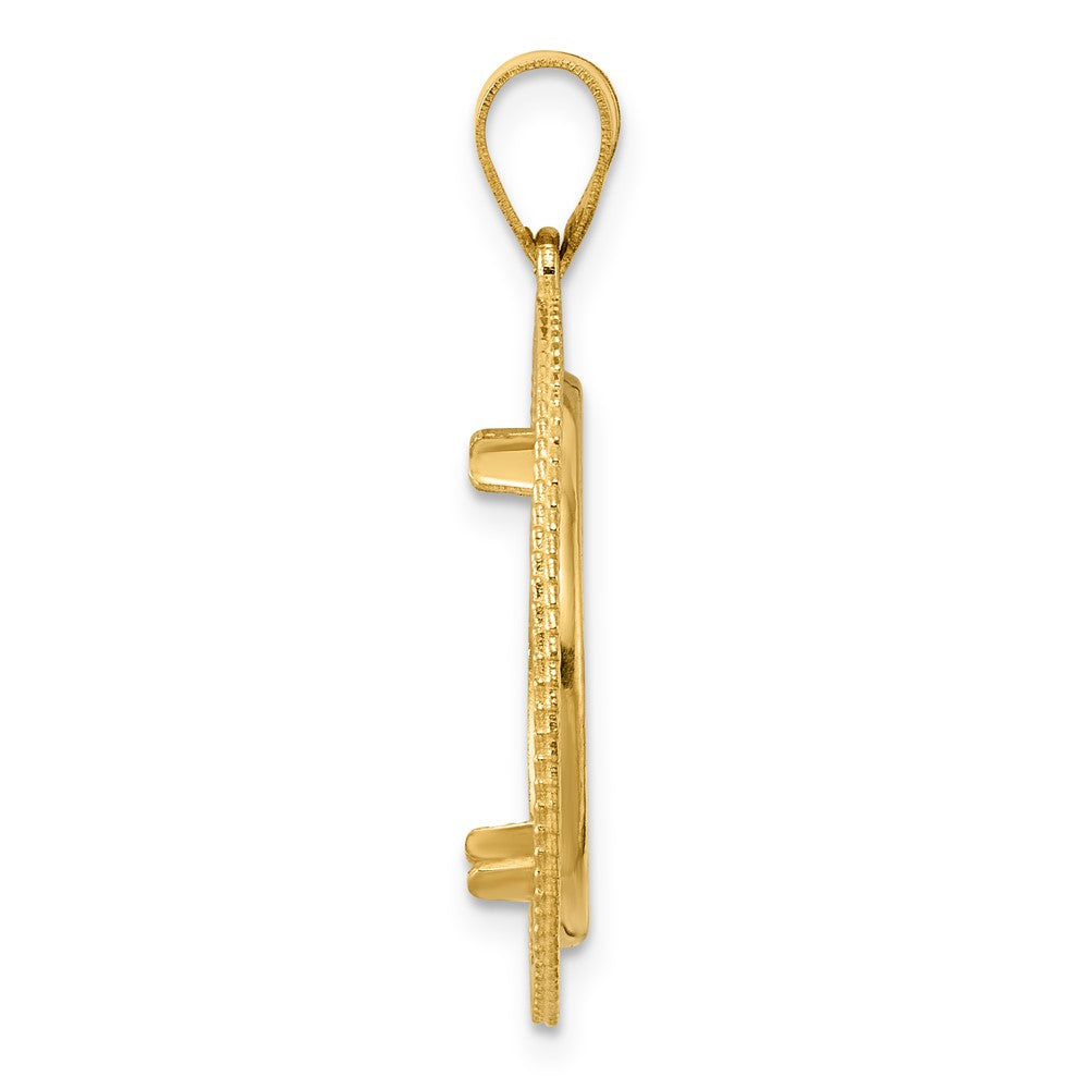 14k Polished Layered with 18.0mm Prong Coin Bezel Pendant