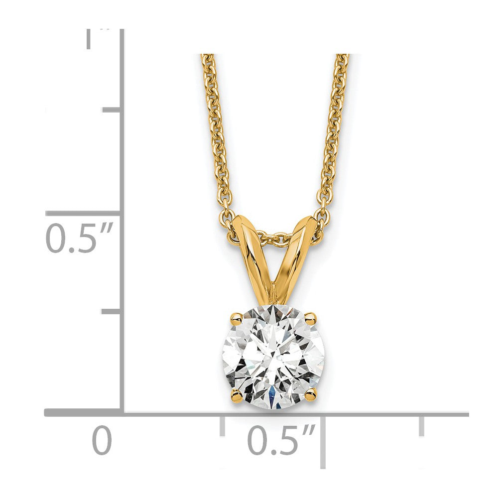 14k 1/2 carat Certified Lab Grown Diamond VS+ F+ Round Complete Four Prong 18 inch Solitaire Pendant Necklace