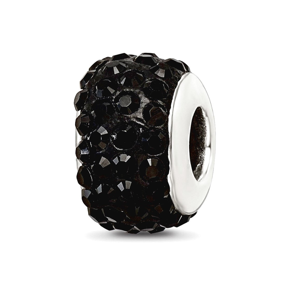 Sterling Silver Reflections Black Full Preciosa Crystal Bead