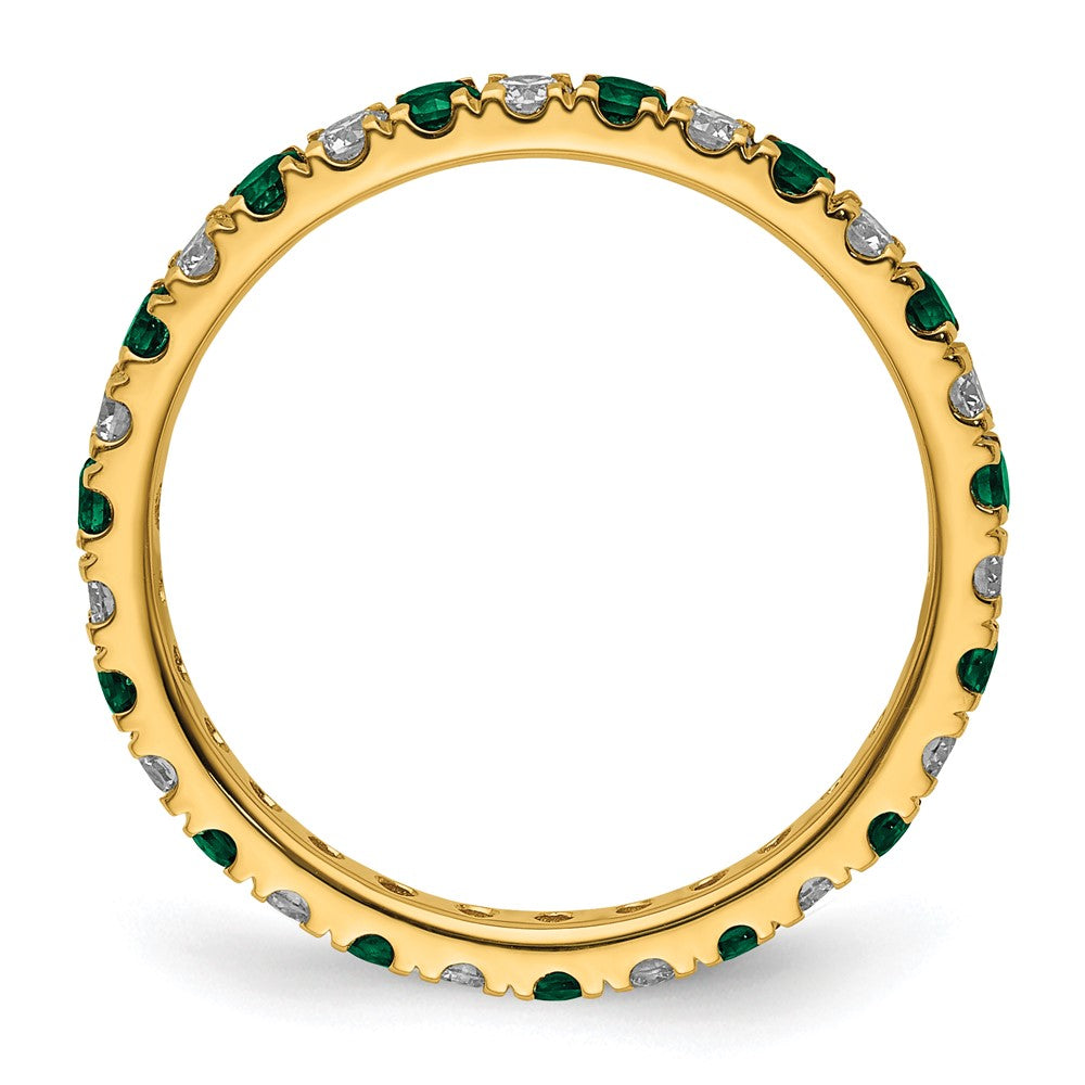 14k 1/2 carat Lab Grown Diamond VS/SI+ G+ and Lab Created Emerald Size 9 Eternity Band